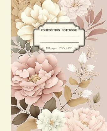 Composition Notebook: Beige and White Vintage Floral Aesthetic , Coquette Pastel Pink , Summer Romance For Women and Girls