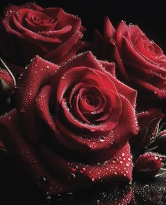 Red Roses on a Black Background Journal/Diary/Notebook: 100 Pages | 7.5 x 9.25"