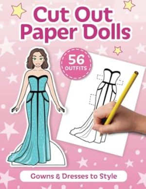 Cut Out Paper Dolls: 56 Gowns and Dresses Coloring Book: 7