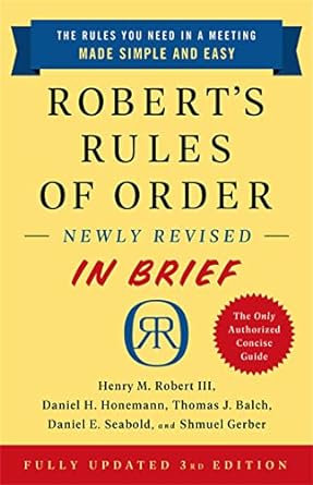 Robert's Rules of Order Newly Revised In Brief, 3rd edition