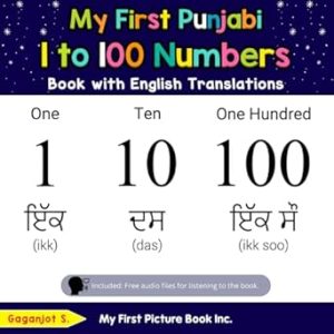 My First Punjabi 1 to 100 Numbers Book with English Translations: Bilingual Early Learning & Easy Teaching Punjabi Books for Kids
