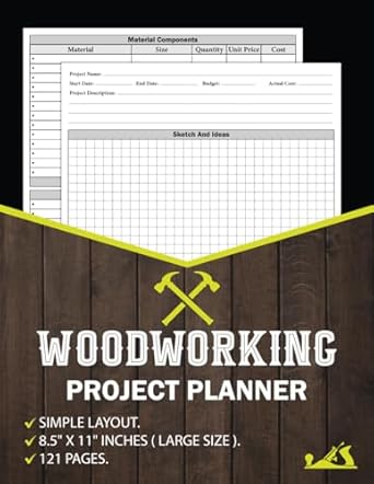 Woodworking Project Planner | Project Management Notebook For Woodworkers & Carpenters | carpentry projects | Journal, Chart, Log Book, Tracker, Record Book For Woodworking Plan or Project Ideas