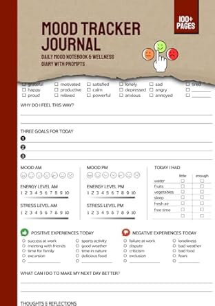 Mood Tracker Journal: Daily Mood Notebook & Wellness Diary with Prompts | Mental Health Diary