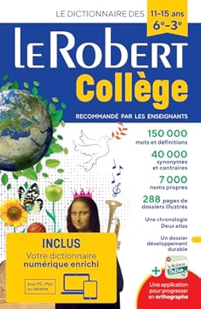 Le Robert College 2024 Bimedia: Monolingual French dictionary for college students with free coded access to the online dictionary
