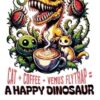 Cat + Coffee + Venus Flytrap = A Happy Dinosaur - A Fun and Cute, Reading Journal for Book Lovers: Review Tracker and Social Media Planner
