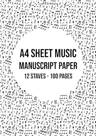 Music Manuscript Paper A4: 12 Stave / Staff Manuscript Pad | 100 Page Sheet Music Book