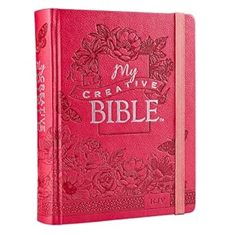 KJV Holy Bible, My Creative Bible, Faux Leather Hardcover - Ribbon Marker, King James Version, Pink Floral w/Elastic Closure