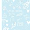 Sketchbook: Doodle design on a light blue background | Large blank sketchbook for kids | Perfect for doodling, drawing, writing, sketching, painting, journaling and more! | 100 pages | 8.5 x 11 inches