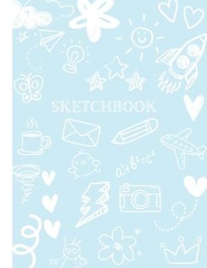 Sketchbook: Doodle design on a light blue background | Large blank sketchbook for kids | Perfect for doodling, drawing, writing, sketching, painting, journaling and more! | 100 pages | 8.5 x 11 inches