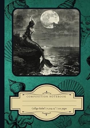 Vintage Mermaid Composition Notebook: Hardcover, college...