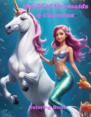 World of Mermaids & Unicorns: Fun Coloring Pages of Mermaids and Unicorns for Children Ages 4-8