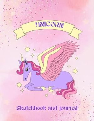 Unicorn sketchbook and journal: Composition notebook and journal for girls with blank and lined pages, best for sketching, journals, notes for kids 4-8 (100 page, 7.5 x 9.75)