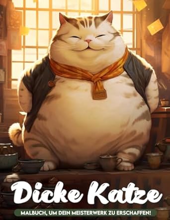 Dicke Katze: Lustiges Katzen-Ausmal-Design, süße dicke Katzen für Kinder und Erwachsene zur Stress- und Entspannungslinderung