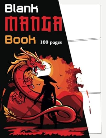 Blank Manga Book 100 pages: Graphic Novel Drawing Templates, Anime Character Fighting Dragon Cover