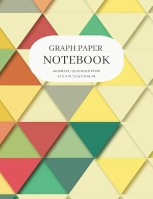 Graph Paper Composition Notebook: Grid Paper Notebook, Quad Ruled, 100 Sheets (Large, 8.5 x 11) (Graph Paper Notebooks) Colorful Geometric Themed Pattern