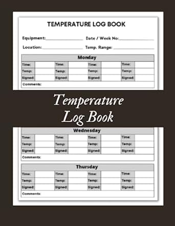 Temperature Log Book: Temperature Record Book For Food With 102 Pages, 8.5" X 11"