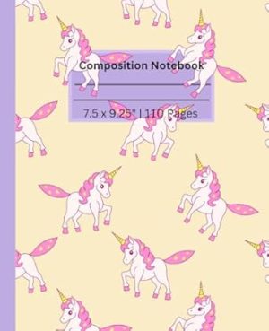 Pink hair Unicorn Design Aesthetic Journal for students | Composition notebook beautiful unicorn style for kids