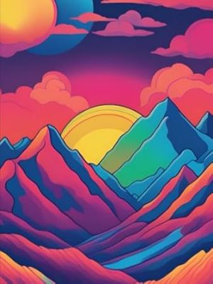 Lined Notebook Journal (Mountain Synthscape), 200 Pages, 8.5" x 11", Hard Cover