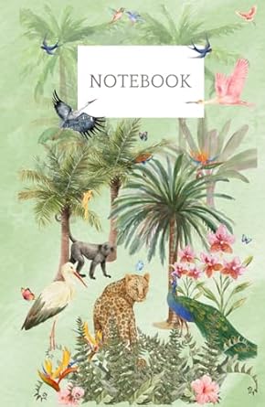 NOTEBOOK: Plain notebook. Animal botanical design. 110 pages. 5.5 x 8.5" hardcover.