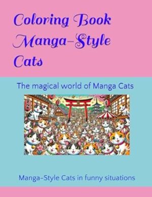 Coloring Book for Kids: Manga-Style Cats in Fun Situations: the magical world of Manga cats
