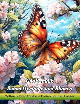 Großdruck Schmetterlinge und Blumen: Malbuch Für Erwachsene Mit Großgedruckten Schmetterlingen Und Blumen Zum Stressabbau Und Zur Entspannung