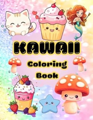 Kawaii Coloring Book: Adorable animals, Sweet Treats, Mermaids, Unicorns, Mushrooms, House, And More, Cute Kawaii for Kids: Kawaii Cats Coloring Book ... Adults, Simple, Cute and Easy Coloring pages.