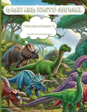 DRAW AND WRITE LINED NOTEBOOK. DINOSAUR COLORING PAGES & BLANK COMIC BOOK AT THE END. HANDWRITING & COLORING SPACE.: Big Journal for Kids 8,5x11 inch. ... collaging, sketching doodling practice