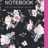 Notebook with A-Z Alphabetical Index Tab: Blank Lined Paper Notebook with Alphabetical Index Tab A-Z, Large size 8.5x11 inches, 210 pages, flower black pink cover