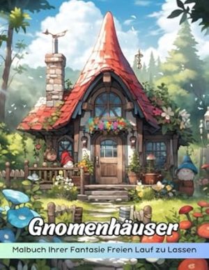 Gnomenhäuser Malbuch: Ausmalseite „Gnome Homes“, Skurrile Behausungen Zum Kreativen Ausmalen