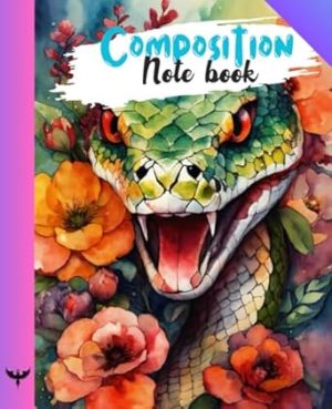 Composition Notebook: wide Ruled snake colouring flower