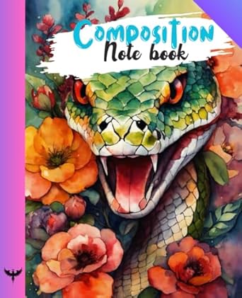 Composition Notebook: wide Ruled snake colouring flower