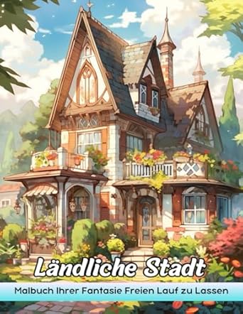 Ländliche Stadt Malbuch: Landstädte Malvorlagen - Malerische Szenen Für Eine Friedliche Flucht