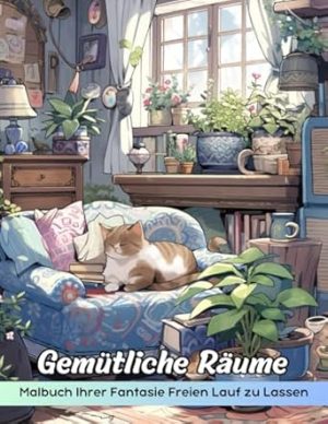 Gemütliche Räume Malbuch: Ausmalseite „Cosy Spaces“, Entspannende Rückzugsorte Für Achtsames Ausmalen
