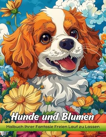 Hunde und Blumen: Malbuch Für Erwachsene Mit Hunden Und Blumen Zum Stressabbau Und Zur Entspannung