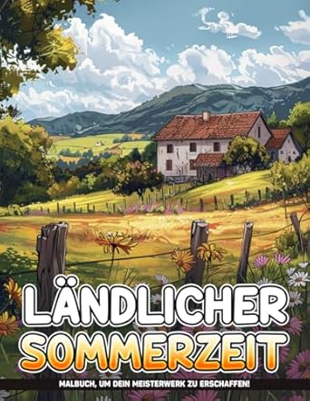 Ländlicher Sommerzeit Malbuch für Erwachsene: Ländlicher Sommerzeit Erwachsenen-Malvorlagen Landschaftsszenen | Ruhevolle Erwachsenen-Malvorlagen Geschenke Zur Stressreduktion, Achtsamkeit.