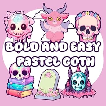 Bold and Easy Coloring Book: Kawaii Pastel Goth Designs