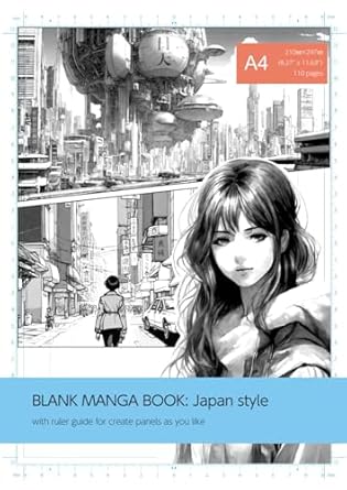 Blank Manga/Comic Book A4 with ruler guide| Manga Storyboard Sketchbook | Draw your Own Manga/Comics | Blank Comic Book Journal Notebook | 110pages: with ruler guide for create panels as you like