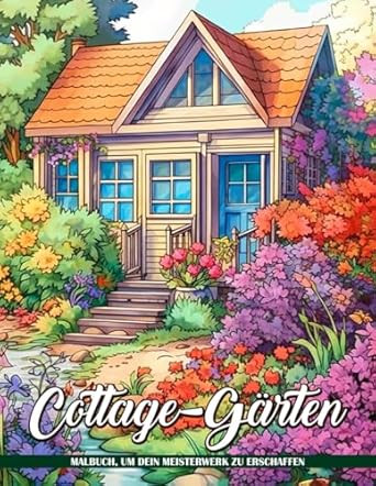 Cottage-Gärten: Erwachsenes Mal-Design mit Cottage-Gärten zur Stressbewältigung und Entspannung