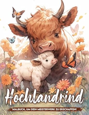 Hochlandrind Malbuch: Herrschaftliche Kühe Malvorlagen Für Farben Und Kreativität