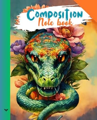 Composition Notebook: Wide Ruled Snake Colour Flower