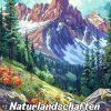 Naturlandschaften Malbuch: Malvorlage „Naturlandschaften“, Eine Reise Durch Die Schönheit Der Freien Natur