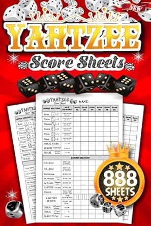 Yahtzee Score Sheets: 888+ Score Games for Scorekeeping, Yahtzee Score Pads, 6 X 9 Yahtzee Score Cards, Large Print Yahtzee Score Book