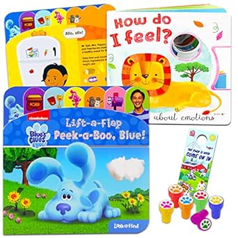 Blue's Clues Lift The Flap Board Books for Toddlers - Bundle with 2 Interactive Board Books for Kids with Look And Find Pages Plus Paw Print Stampers And More (Board Books for Toddlers 1-3)