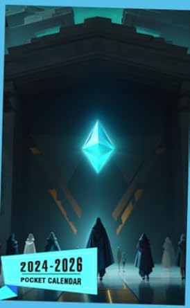Pocket Calendar 2024 - 2026 With Moon Phase: Three-Year Monthly Planner for Purse , 36 Months from January 2024 to December 2026 | Dark temple ceremony | Ethereum logo