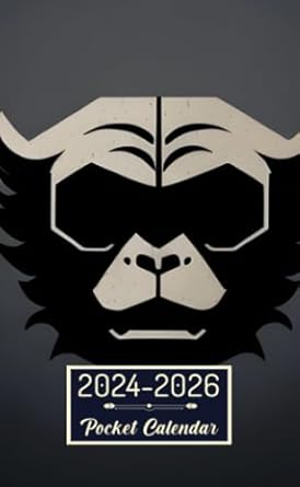 Pocket Calendar 2024-2026: Two-Year Monthly Planner for Purse , 36 Months from January 2024 to December 2026 | Monkey face logo | Minimalist style