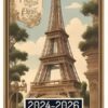 Pocket Calendar 2024-2026: Two-Year Monthly Planner for Purse , 36 Months from January 2024 to December 2026 | Vintage travel advertisement | Paris | Eiffel Tower