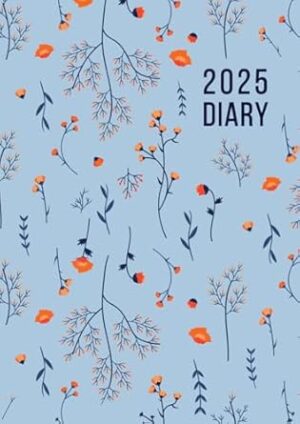 2025 A4 Page A Day: One Page Per Day Daily Diary Planner & Organiser for 365 Days, dated from Jan 2025 to Dec 2025, Fully Lined Journal Notebook with Calendars, To-Do List and Notes | Blue Floral