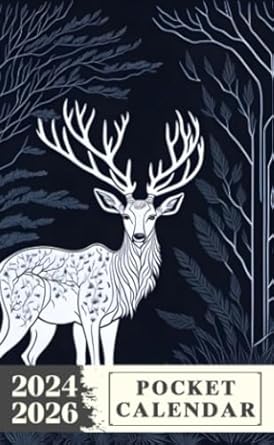 Pocket Calendar 2024 - 2026 With Moon Phase: Three-Year Monthly Planner for Purse , 36 Months from January 2024 to December 2026 | Nature deep forest | Deer Coloring Book