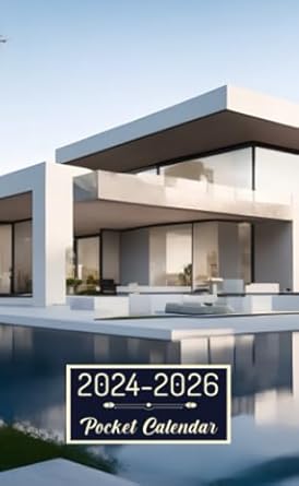 Pocket Calendar 2024-2026: Two-Year Monthly Planner for Purse , 36 Months from January 2024 to December 2026 | Modern villa | Architectural design | Clean forms | Natural materials | City design