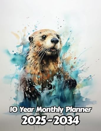 Watercolor Sea Otter 10 Year Monthly Planner 2024-2033: Large 120 Month Calendar | Gift For People Who Love The Ocean, Marine Sea Life Lovers | For ... Office, Work | 8.5 x 11 Inches | 241 Pages